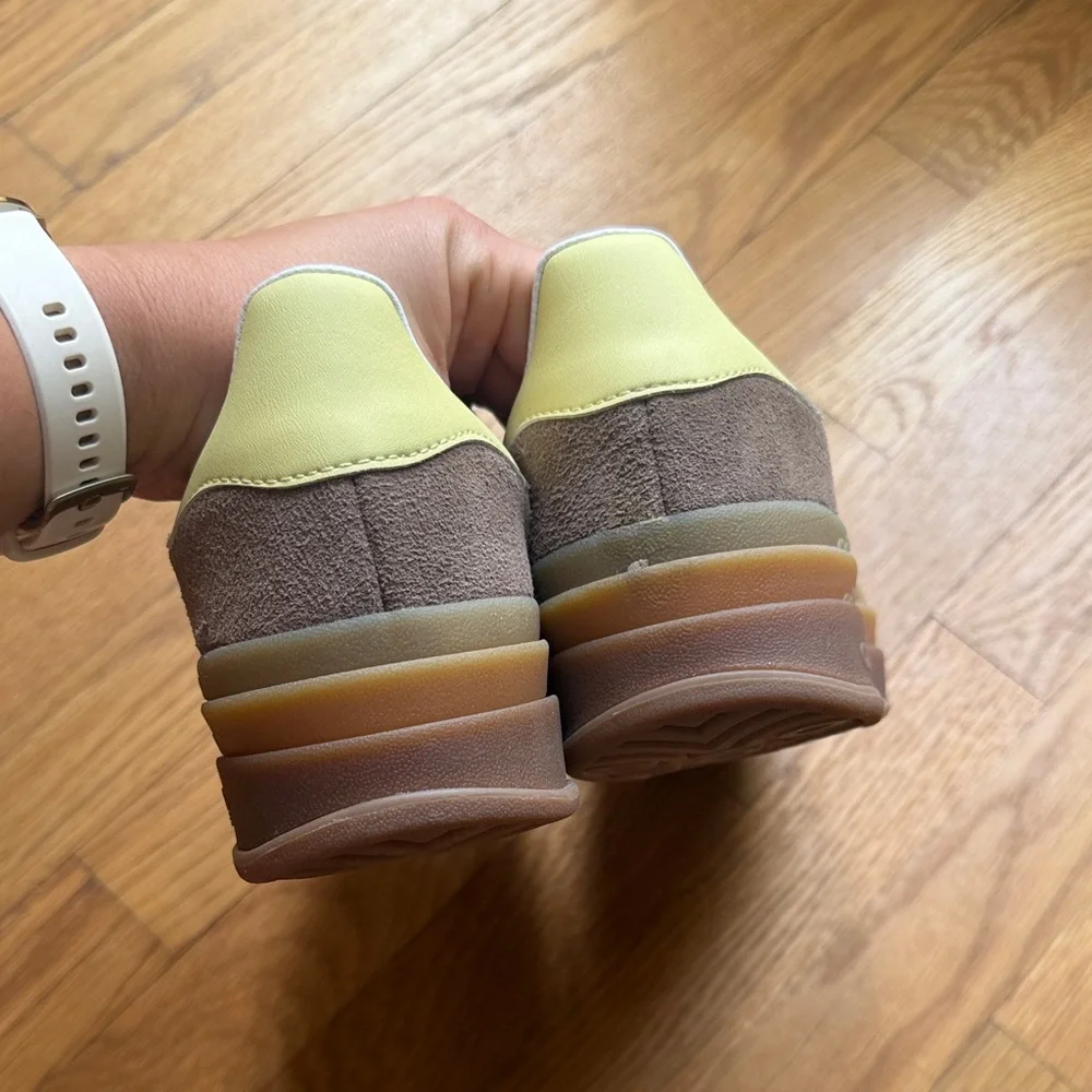 adidas gazelle Brown Suede Sneakers with Light Yellow Stripes - Picture 3 of 6
